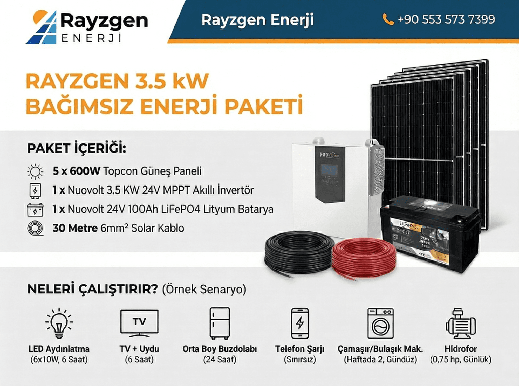 Rayzgen 3.5kW Enerji Özgürlüğü Paketi